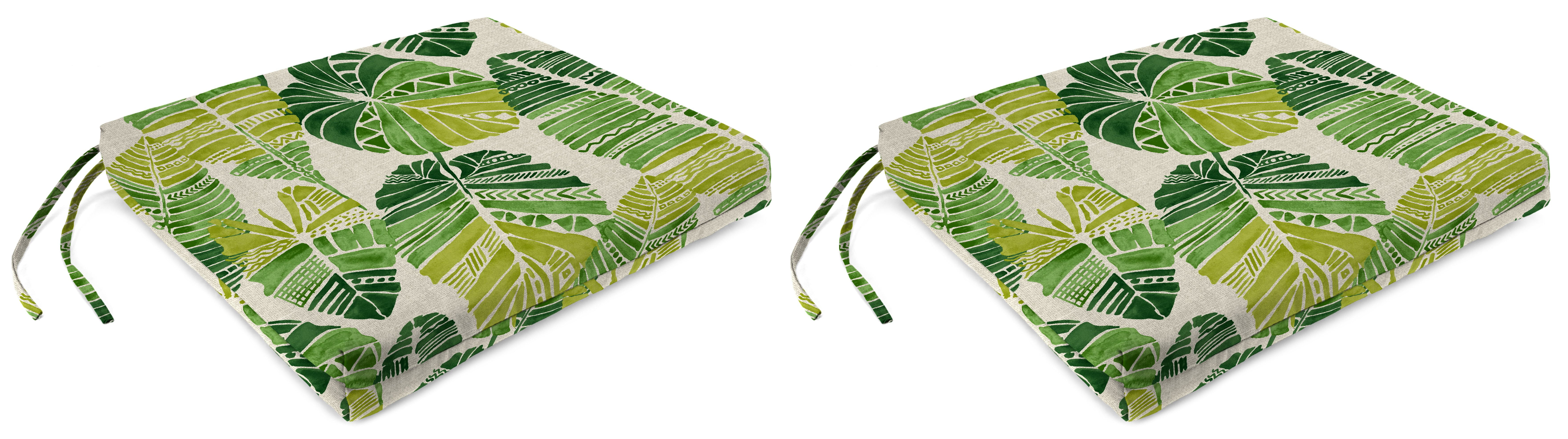 Jordan Manufacturing Set of 2 Outdoor 19" x 17" Square Seat Pads, Palm