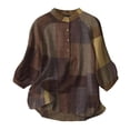 thumbnail image 1 of WEAIXIMIUNG Chemise en Lin à Imprimé Texture Lin pour Femmes, Col Rond, Boutons, Printemps et Été, Saint-Valentin, 1 of 4
