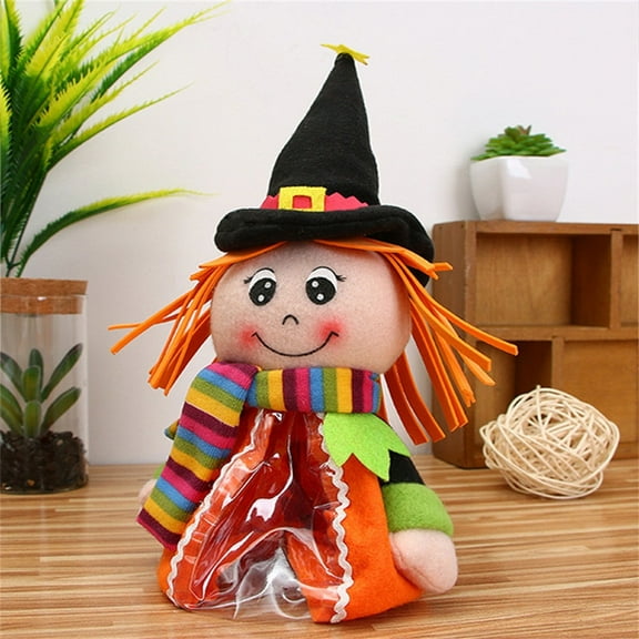 Fnochy Halloween Decorations Candy Bag, Candy Halloween Theme Kids Candy, Package Trick or Treat Bags Halloween Party Favors Candy Container Clear Bags, for Favors Pouch Child Cloth The Witch