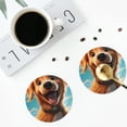 thumbnail image 5 of Pofeuu Blue Sky Cute Dog Print Leather Coasters Set of 6, Round Cups Mugs Mat Pad for Home Kitchen Heat Resistant Drink Coasters,Round Shape, 5 of 7