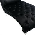 thumbnail image 6 of Velvet Sleeper Chair Bed with Small Pillows, Mid-Century Chaise Lounge Indoor with Button Tufted and Nail Head Trim for Small Space, Weight Capacity 275 lbs, Black, 6 of 7
