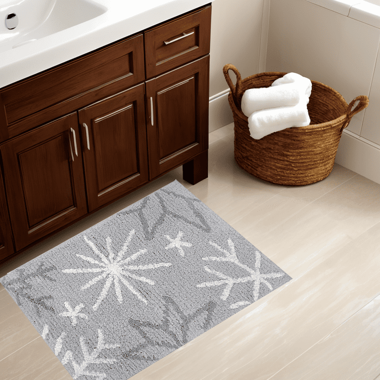 Snowflake outlet Bath Rug - NWT silver gray mat snow 17x24 inches