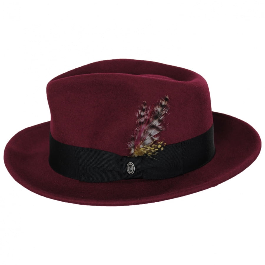 Pachuco Crushable Wool Felt Fedora Hat - L - Wine