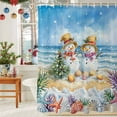 thumbnail image 6 of Shower Curtain 54"W x 78"L Winter Ocean Beach Snowman Christmas Coral Shell Fabric Shower Curtains Set with Hooks Water Repellent Bathroom Curtains Machine Washable Bathroom Accessories, 6 of 9