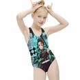thumbnail image 6 of Demon Slayer Swimwear Kids' One-Piece Swimsuit Quick-Dry Cute Printed Girls' Swimwear Bathing Suit for Beach & Pool 9-11Y(140cm), 6 of 8