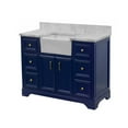 thumbnail image 5 of Zelda 48" Farmhouse Bathroom Vanity with Royal Blue Cabinet and Carrara Marble Top, 5 of 6