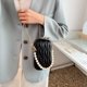 thumbnail image 1 of Bolso cruzado de moda acolchado para mujer con cadena de perlas y hombro para teléfono (negro), 1 of 8