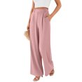thumbnail image 5 of YIFUNIN Women's High Waisted Wide Leg Pants, Loose Straight Leg Flowy Trousers for Office Commute, Versatile Professional Casual Wear,Pink 2XL, 5 of 6