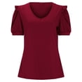 thumbnail image 2 of Solid Color V Neck Sleeve Loose T Shirt Ladies Bottoming Top Ladies Women Tops And Blouses Long Sleeve plus Size Exercise Clothes for Women plus Size Tunic Tops to Wear with Leggings Striped Tunic, 2 of 7