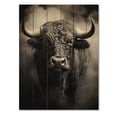 thumbnail image 3 of Designart "Animal African Grey Buffalo II" Animals Print on Natural Pine Wood, 3 of 5