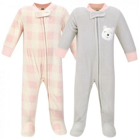 UPC: 0660168588927 | Hudson Baby Infant Girl Fleece Zipper Sleep and Play 2pk  Girl Baby Bear  0-3 Months
