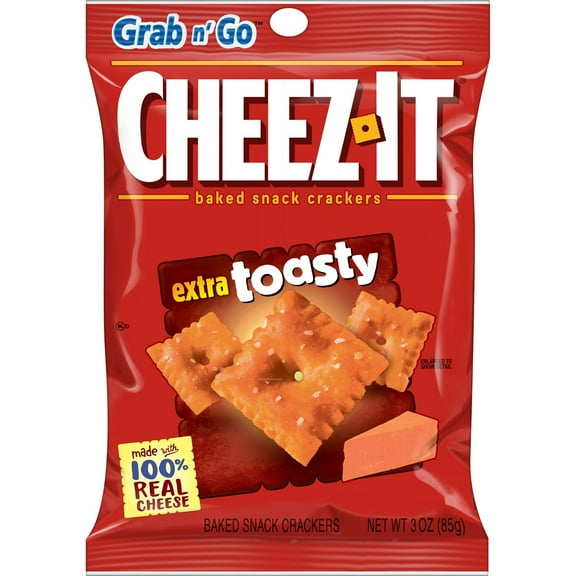 Cheez-It Extra Toasty Cheese Crackers, Baked Snack Crackers, 3 oz