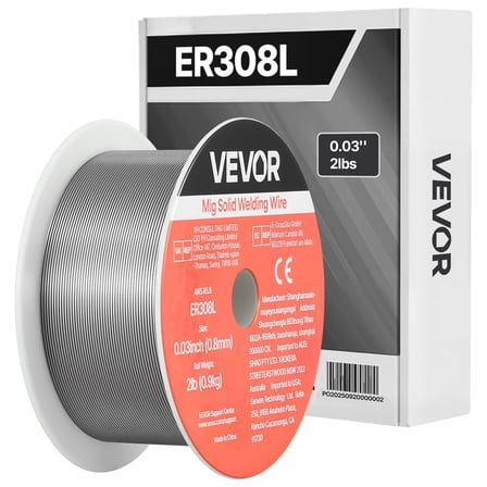VEVOR Solid MIG Welding Wire, ER308L 0.03-inch 2 LBS, Low Spatter Stainless Steel Welding Wire with High Feedability for All-Position Gas Shielded Welding