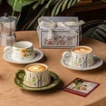 thumbnail image 3 of Delicate Floral Ceramic Coffee Cups and Saucers, 3 of 5