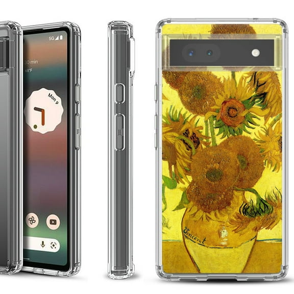 Shockproof Bumper Phone Case for Google Pixel 6a, by OneToughShield ® - Sunflower