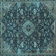 thumbnail image 1 of Ahgly Company Indoor Square Medallion Light Blue Traditional Area Rugs, 7' Square, 1 of 4