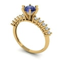 thumbnail image 2 of Clara Pucci 14K Yellow Gold Solid Gold Tanzanite Solitaire with Accents Anniversary Ring for Women - 1.05 cttw Round Cut, 2 of 8