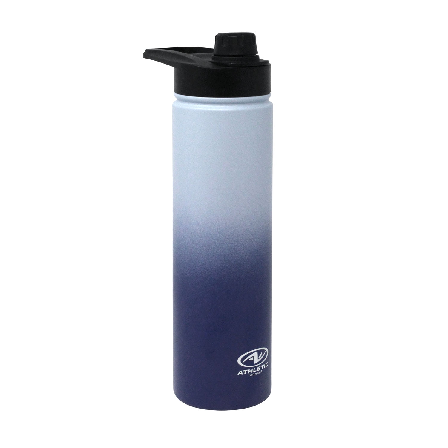 Athletic Works 24 oz Stainless Steel Water Bottle with Screw Cap Lid, Blue Ombre