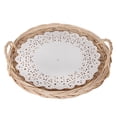 thumbnail image 1 of [] Wicker Bread Basket 2pcs  Rattan Storage Tray Hand-Woven Storage Basket with Handle for Bread Fruit Food Breakfast Display Storage Basket, 1 of 6