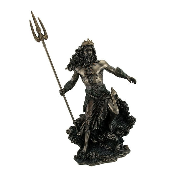 Veronese Design Poseidon Greek God of The Sea Commanding Waves Statue 20 Inch