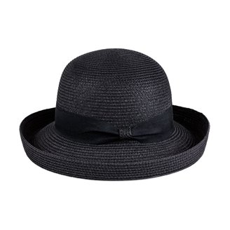 Magid Hats - Women’s black and burgundy hat. New Magid Hats Brown Black UPF 50+ Striped Straw Sun Hat One  main image 2