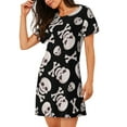 thumbnail image 2 of Naloa black white Skull bone Print Women Nightgowns,Womens Loungewear,Short Sleeve Sleepwear,Comfy Ladies Nightdress, 2 of 6