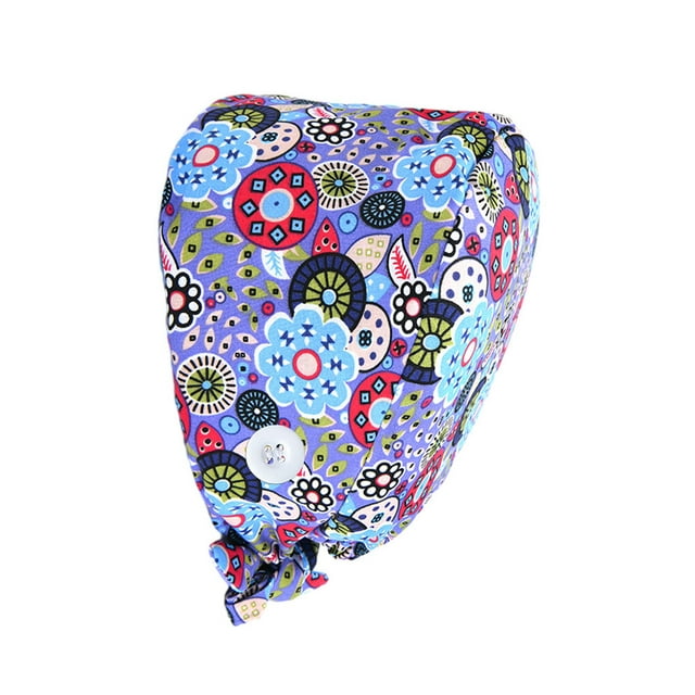 pitrice Operating Hats Nurse Gourd-shaped Headwear Pure Color Pattern Headgear with Buttons Unisex Work Uniform Working Caps Type 33