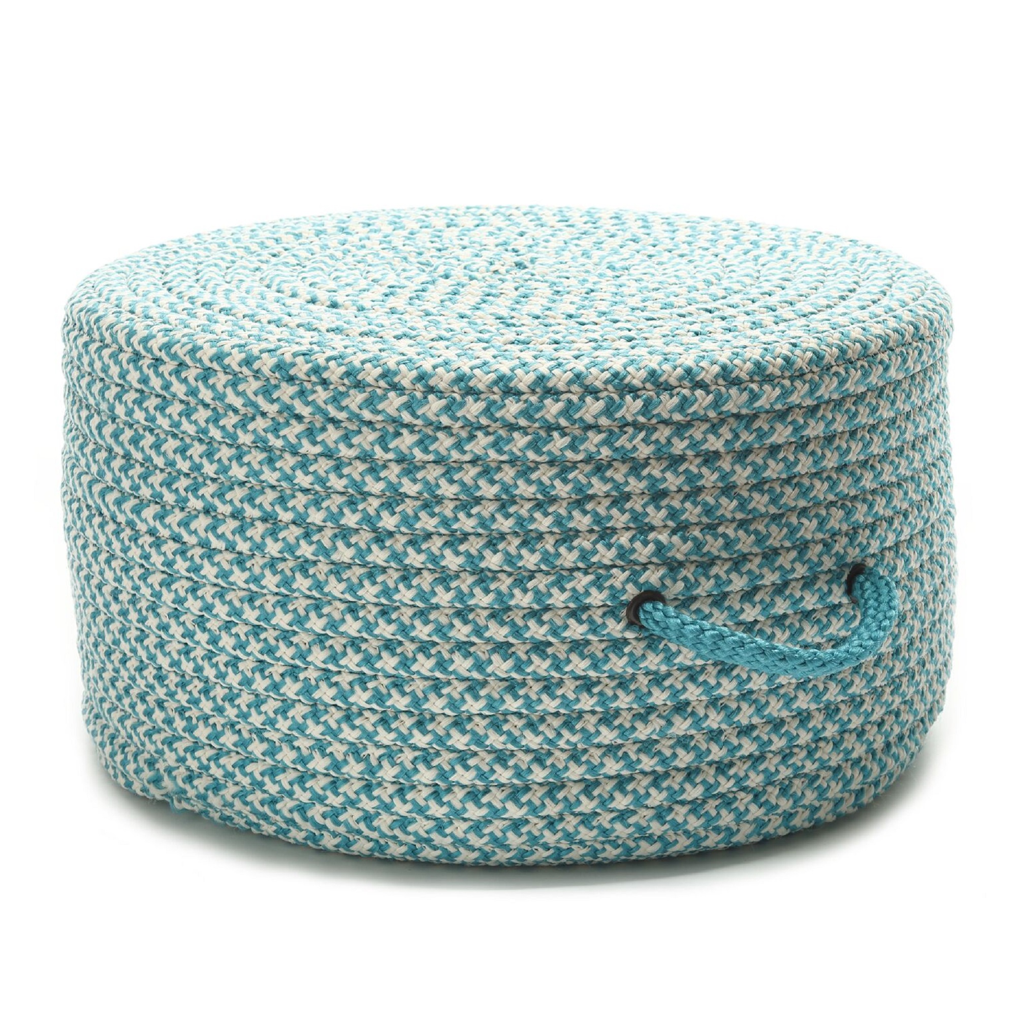 20” Blue Handmade Round Pouf Ottoman