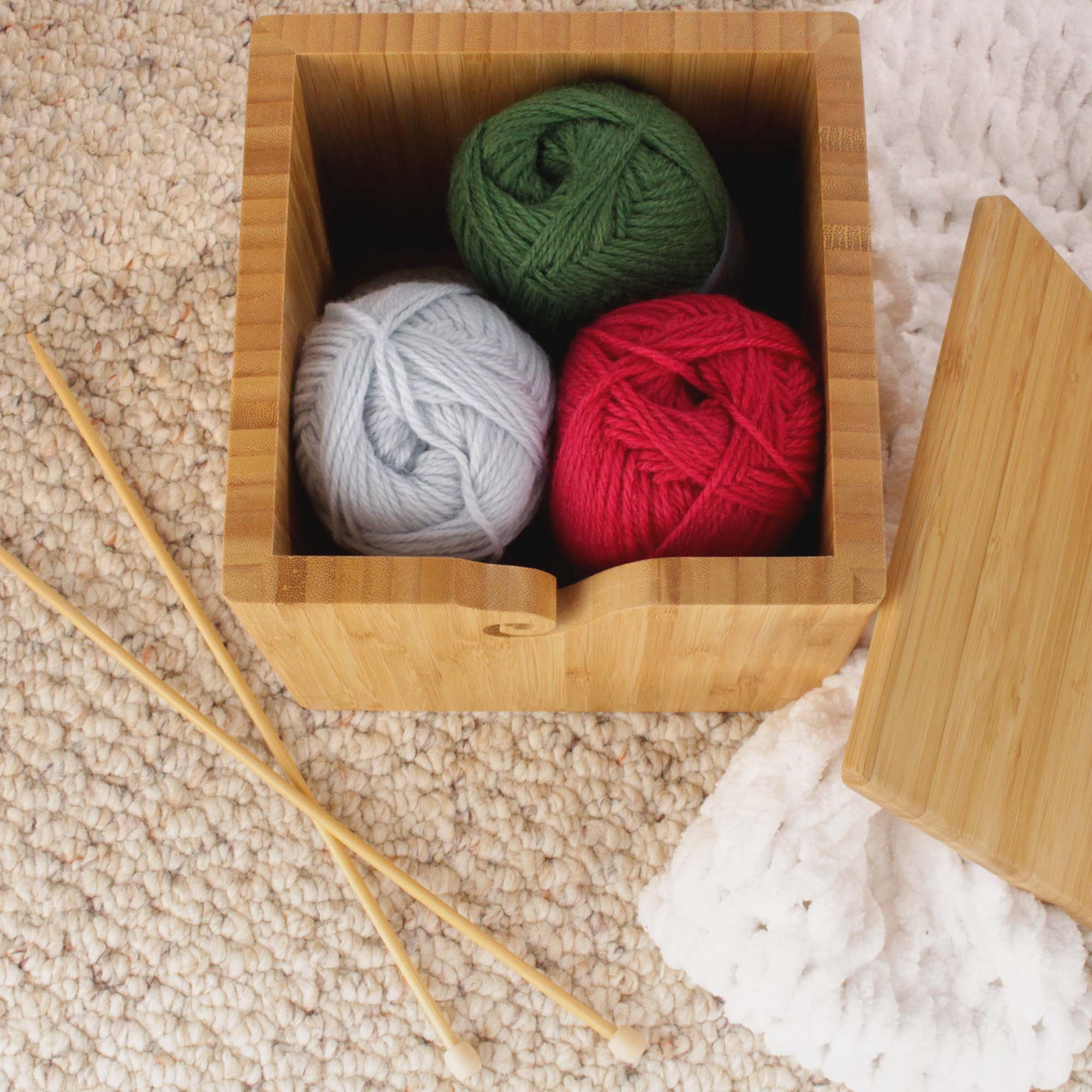 JubileeYarn Bamboo Yarn Bowl with Lid - Holder Knitting Crochet Accessories - Extra Large Carbonized Brown - 3 Boxes