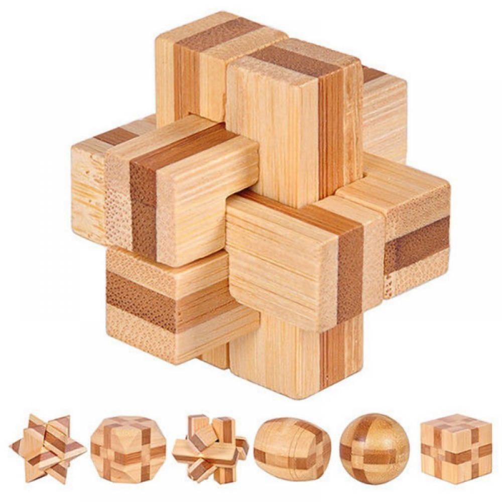 3D Holzspielzeug IQ Brain Teaser Wooden Dice Football Educational Kids Puzzles 