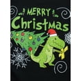 thumbnail image 6 of Miaouyo Family Matching Christmas Pajamas Set Cartoon Dinosaur Letter Print Long-Sleeved Tops + Plaid Pattern Trousers Sleepwear Outfits, 6 of 10
