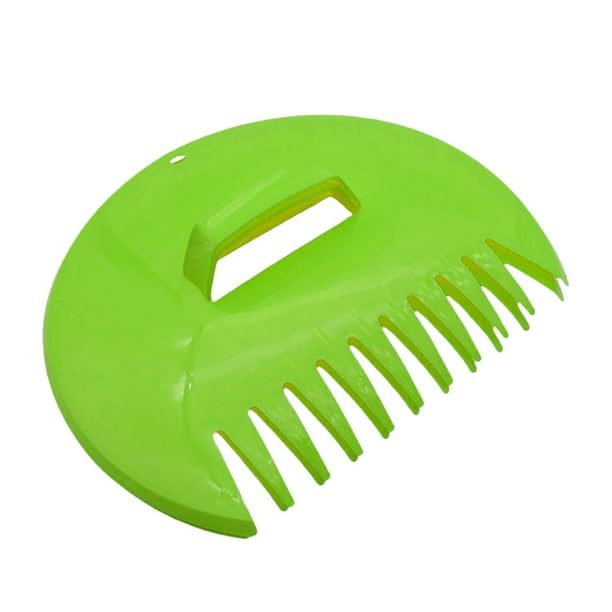 Rastrillo de hojas, rastrillo manual, recogedor de hojas, garras de jardinería para la eliminación de residuos vegetales, césped Redondo verde claro