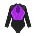 thumbnail image 6 of Alvivi Women's Long Sleeve Gymnastics Leotard Acrobatics Performer Costume Ballet Dance Bodysuit Purple L, 6 of 7