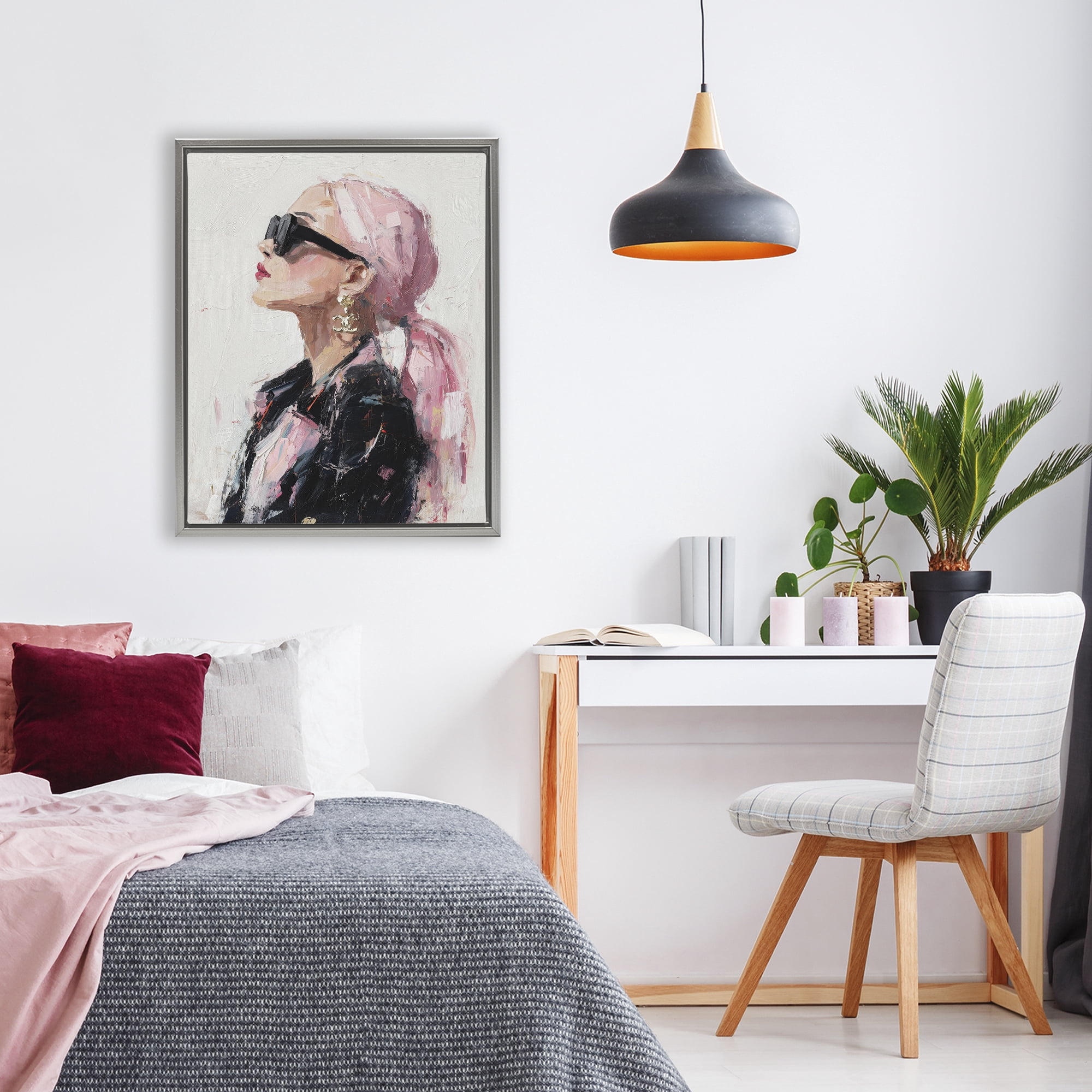 Stupell Industries Pink Daydream Impression Gray Framed Floater Canvas Wall Art, design by Svetlana Aleynikova