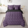 thumbnail image 2 of Feelyou Hippie Bat Twin Bedding Sets 7-Piece, Purple Damask Flower Bedding Comforter Set, 2 of 8