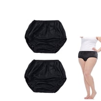 Set of 2 Adult Diaper Covers,QZS Black Waterproof Pull-On Unisex Incontinence Cover,Plastic Leak-Protection Underwear for Indoor(S)