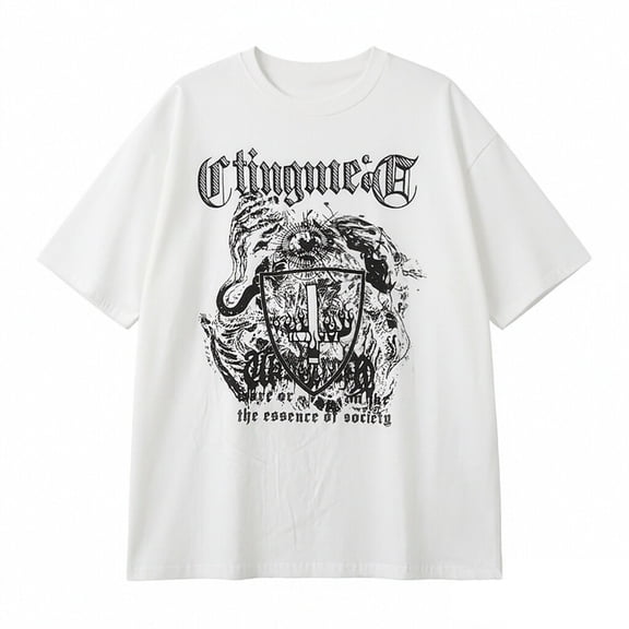 Men Women Y2K Goth Shirt Cross Graphic Grunge Graphic Tees White XXL