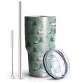 thumbnail image 2 of 30oz Light Green Christmas Village Pattern Tumblers Stainless Steel Tumbler with Lid and Straw,Vacuum Insulated Double Wall Travel Tumbler Cups Mug with Cleaning Brush for Coffee,Tea, 2 of 7