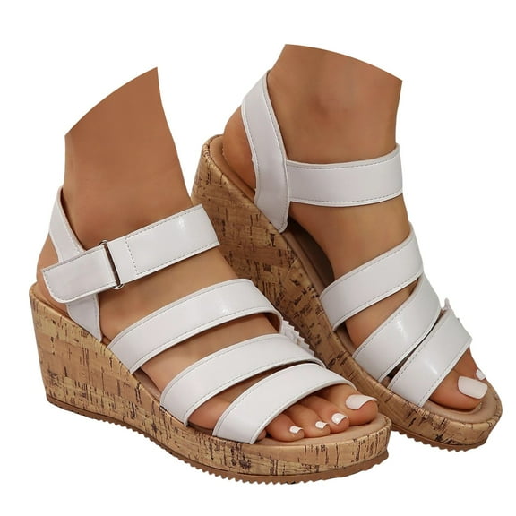 Mepaouo Women's Espadrille Wedge Sandals Open Toe Strappy Platform Summer Walking Shoes Size 6-9.5