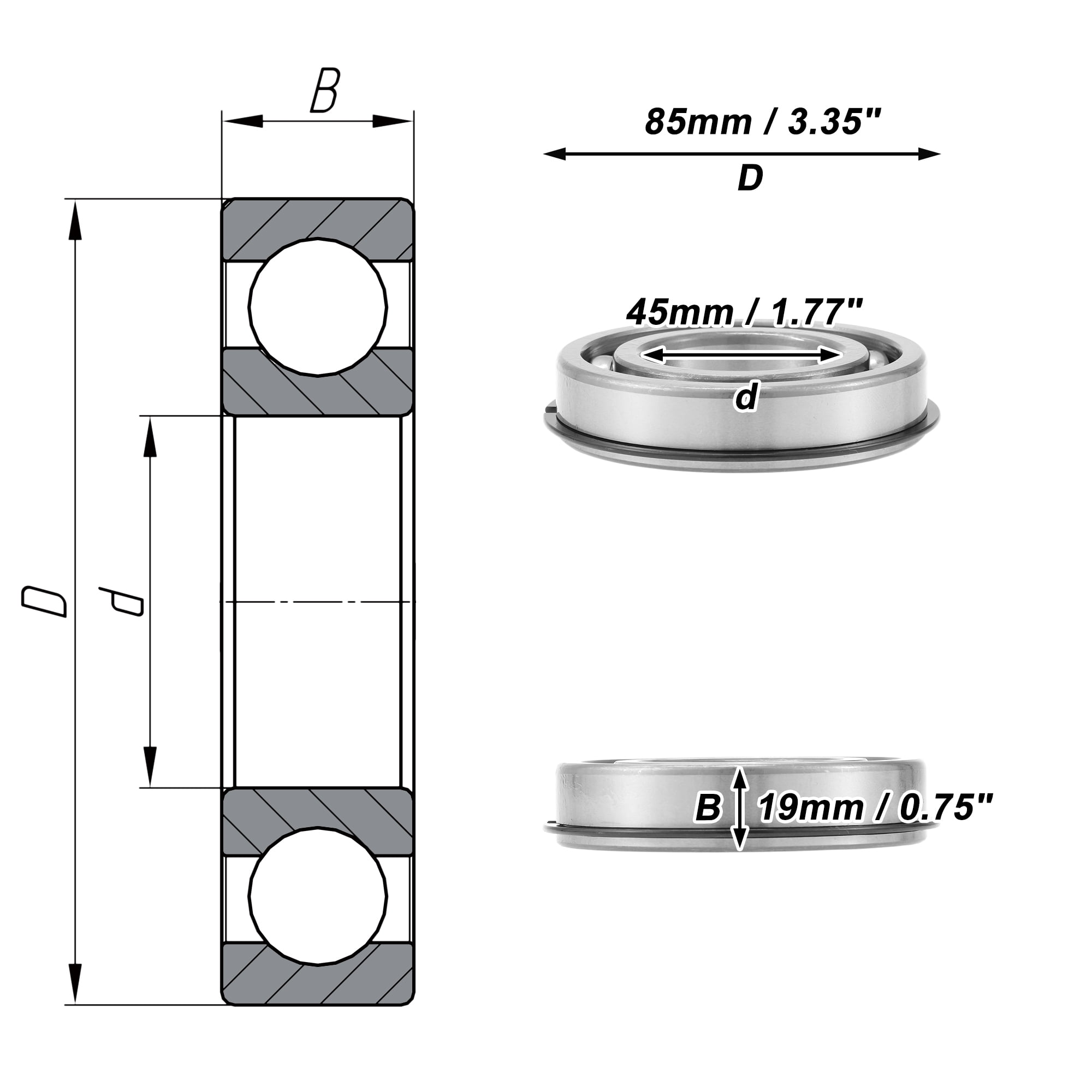 Unique Bargains 6209NR Deep Groove Ball Bearings 45x85x19mm P0 Open Type Lubricated Bearings 1 Pc Car Scooter Skateboard Wheel Universal Silver Tone