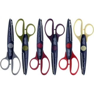 Fuchsia Blue Plastic Handle Pattern Wavy Edge Decorative Scissors