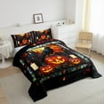 thumbnail image 3 of Manfei Halloween Spooky Pumpkin Full Size Comforter Sets for Kids, Black Crow Animal Bedding Comforter Set, Horror Gothic Castle Reversible Bedding Sets, Luxury Bedroom Decor, 3 Pieces, 3 of 8