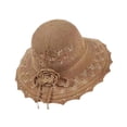 thumbnail image 3 of Sombrero para el sol, transpirable, tejido, protección solar, ligero, tejido a ganchillo, de moda, para playa. Caqui, 3 of 9