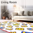 thumbnail image 2 of ODIKA 8'x10' Machine Washable Non-Slip Area Rug, Circus Parade Alphabet Boasting Cheerful Iconic Figure Illustrations High Traffic Rug, Yellow, 692051, 2 of 7