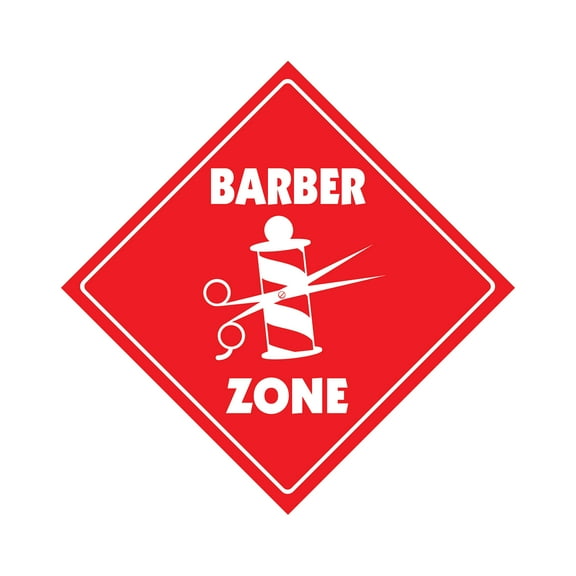 Barber Crossing Sign Zone Xing | Indoor/Outdoor | 14" Tall trim hair cut shave barber shop fade