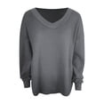 thumbnail image 4 of Tiqkatyck Womens Long Sleeve Shirts, Women's Autumn/Winter V Neck Solid Long Sleeve Shirts Knit Shirts V Neck Long Sleeve Shirts for Women Dark Gray M, 4 of 4
