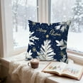 thumbnail image 5 of Virelaxpo Snowflake Pattern Christmas Pillow Cover in Blue and Gold, Linen Fabric for Living Room Decorations, 5 of 6