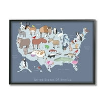 Stupell Industries United States Map with Playful Animal Illustrations,24 x 30,Designed by Carla Daly