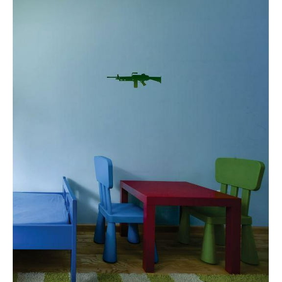 Vinyl Wall Decal Sticker : Green Weapon Military Gun War Bedroom Bathroom Living Room Picture Art Peel & Stick Mural Size: 10 Inches X 20 Inches -