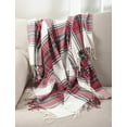 thumbnail image 2 of K-Cliffs - Classic Red Plaid Pattern Tassel Trim Throw Blanket 50 x 60 Inch, 2 of 3